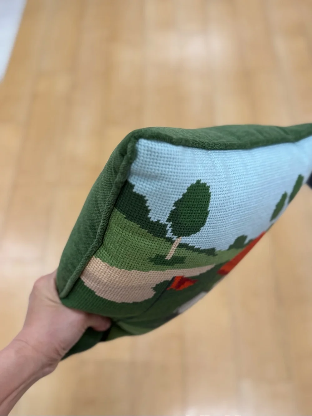 Golf Cart Needlepoint Decorative Pillow - Green, Red, Blue